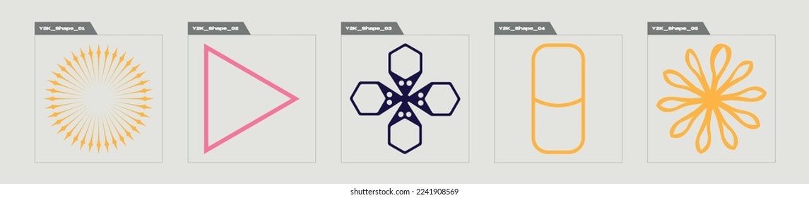 Brutalism shapes. Brutalism star and flower shapes. Flat minimalist icons. Projects, posters, banners. Vector illustration