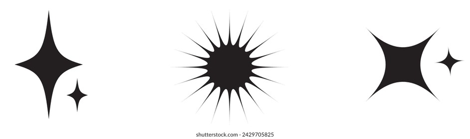 Brutalism shapes. Brutalism star and flower shapes. For modern T-shirts designed. Stars, starburst . Vector illustration