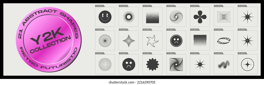 Brutalism shapes. Trendy geometric design elements. Abstract bauhaus forms. Cyber neo futuristic. Vector illustration