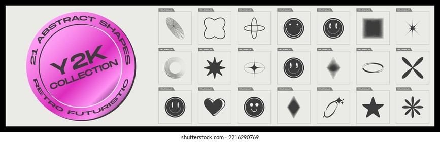 Brutalism shapes. Trendy geometric design elements. Abstract bauhaus forms. Cyber neo futuristic. Vector illustration