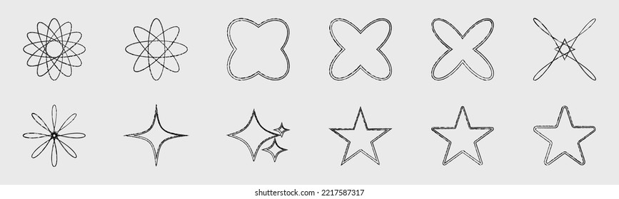 Brutalism shapes. Trendy geometric design elements. ornaments for decoration. Minimalist linear form. Vector illustration