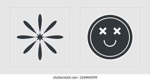 Brutalism shapes. Trendy geometric postmodern figures. Modern abstract forms. Isolated on black background. Vector illustration