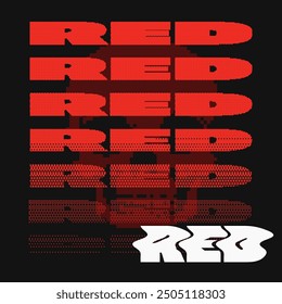 Brutalism Style Red Bold Stacked Typography, Abstract Futuristic Mode