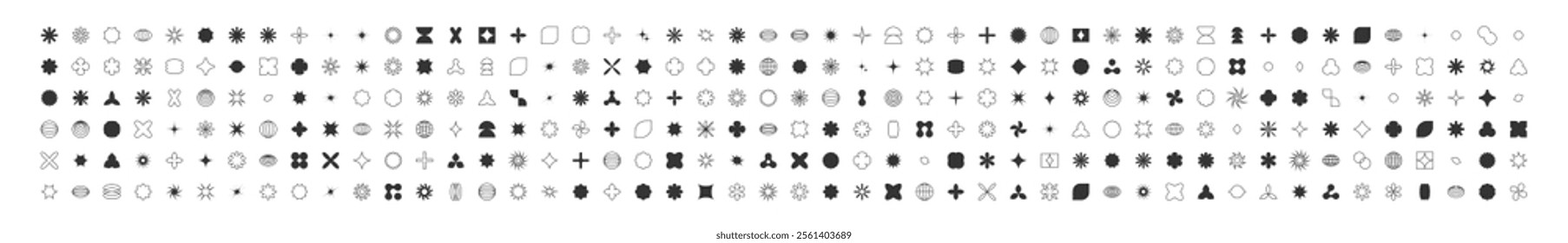 Brutalism vector shapes. Postmodern geometric abstract shapes, Retro design symbols in Y2K., trendy retro design symbols in Y2K style. Geometric shapes set.