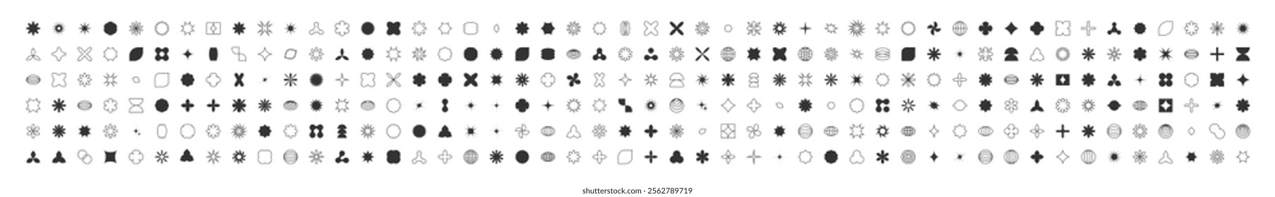 Brutalism vector shapes. Postmodern geometric abstract shapes, Retro design symbols in Y2K., trendy retro design symbols in Y2K style. Geometric shapes set.