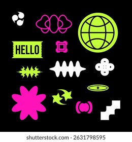 Brutalism Y2K Element Set – Abstract Vector Collection