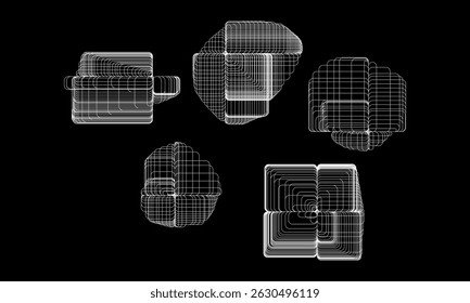 Brutalism Y2K Rounded Square Shapes – Abstract Geometric Vector Collection