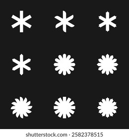 Brutalist abstract contemporary spiral flower elements. Vector illustration