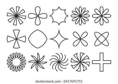 Brutalist abstract geometric outline shape collection. Vector set.