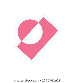 Brutalist abstract geometric shape sticker. Modern flat icon and graphic element. This unique shape combines a circle and square with a bold design, ideal for contemporary projects, branding, or art.