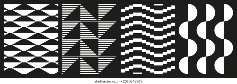 Brutalist abstract geometric shapes background template. Brutal contemporary geometrical figure. Modern minimal monochrome print swiss design aesthetic. Bauhaus vector illustration set