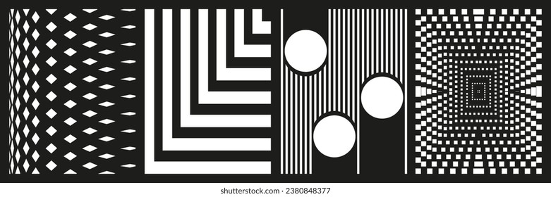 Brutalist abstract geometric shapes background template. Brutal contemporary geometrical figure. Modern minimal monochrome print swiss design aesthetic. Bauhaus vector illustration set