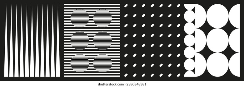 Brutalist abstract geometric shapes background template. Brutal contemporary geometrical figure. Modern minimal monochrome print swiss design aesthetic. Bauhaus vector illustration set