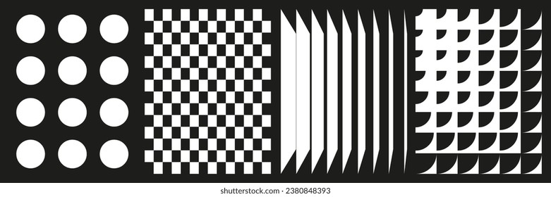 Brutalist abstract geometric shapes background template. Brutal contemporary geometrical figure. Modern minimal monochrome print swiss design aesthetic. Bauhaus vector illustration set