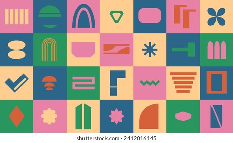 Brutalist abstract geometric shapes in bright colors. Brutal contemporary figure. Bauhaus memphis design.