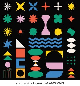Brutalist abstract geometric shapes. Element vector set