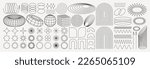 Brutalist abstract geometric shapes and grids. Brutal contemporary figure star oval spiral flower and other primitive elements. Swiss design aesthetic. Bauhaus memphis design.