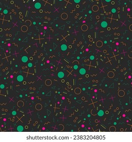 Brutalist abstract geometric shapes and grids. Brutal contemporary figure star oval spiral flower and other primitive elements. design aesthetic. Bauhaus memphis design isolated in black background.
