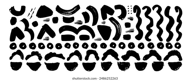 Brutalist abstract geometric shapes and grids. Brutal contemporary geometric figures  oval and arch shapes and other primitive elements. Swiss design aesthetic. Bauhaus memphis design.