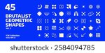 Brutalist abstract geometric shapes. Memphis, basic geometric elements. Aesthetic boho elements. Simple shapes, symbols and frames y2k style. Vector illustration