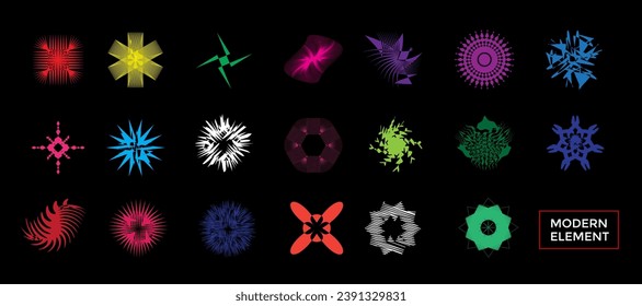 Brutalist abstract geometric shapes minimalistic futuristic elements brutal icon symbol. Vector illustration background design