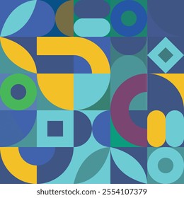 Brutalist abstract geometric shapes vector background. Brutal contemporary figures elements. Swiss design aesthetic. Bauhaus memphis design.