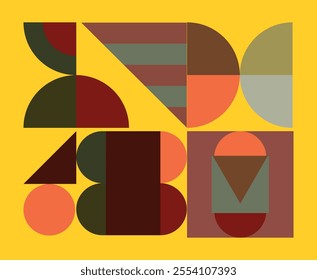 Brutalist abstract geometric shapes vector background. Brutal contemporary figures elements. Swiss design aesthetic. Bauhaus memphis design.