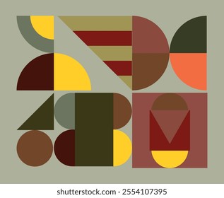 Brutalist abstract geometric shapes vector background. Brutal contemporary figures elements. Swiss design aesthetic. Bauhaus memphis design.