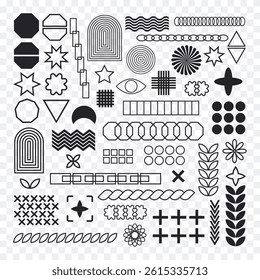 Brutalist abstract geometric shapes. Vector set of modern graphic design elements.