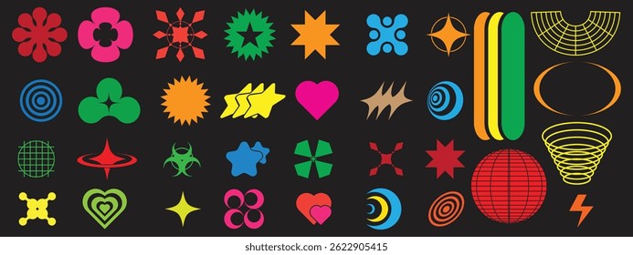Brutalist Abstract Geometric Shapes Vector illustration set. Editable stoke. Eps 10