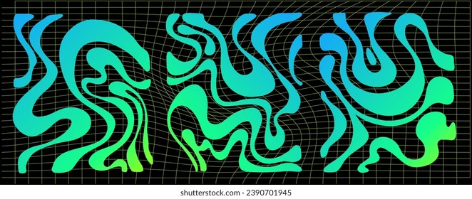 Brutalist abstract geometric Y2K shapes and grids. Brutal contemporary figure star oval spiral flower and other primitive elements. Swiss design aesthetic. Bauhaus memphis design.