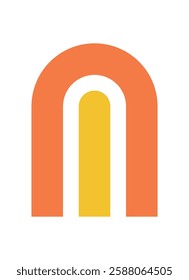 Brutalist abstract shape. Bold geometric arch form. Minimalistic design element, flat style icon, y2k aesthetic, ideal for modern graphic projects and creative illustrations.