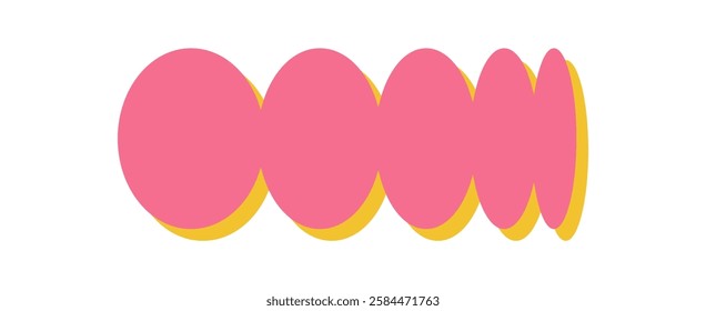 Brutalist abstract shape creates a bold visual. Unique oval figure with flat design element adds modern appeal. A playful icon with shadow offers trendy context, ideal for graphic and artistic usage.