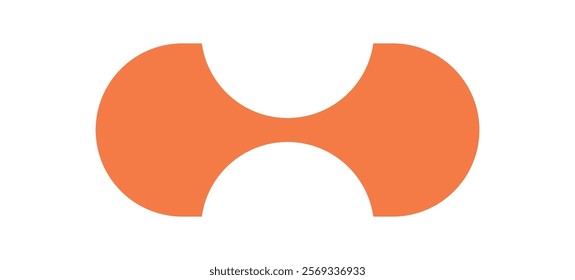 Brutalist abstract shape. Modern geometric figure with flat curves and oval elements. Contemporary icon, y2k style, suitable for graphic applications, branding, or artistic projects.
