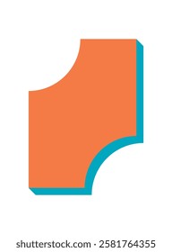 Brutalist abstract shape sticker. Minimal geometric figure element with a bold symbol. This flat icon features a unique shadow, suitable for contemporary art, modern projects, or graphic design.