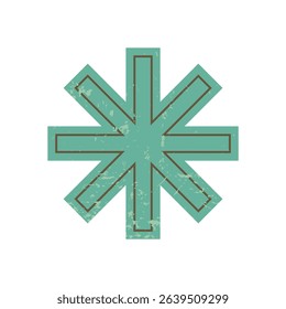 Brutalist abstract star icon. Bold geometric shape element. Modern flat design with grunge texture, y2k style, suitable for contemporary art projects and graphic applications.
