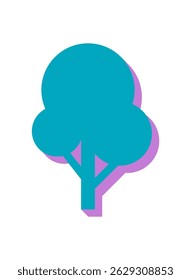 Brutalist abstract tree icon. Bold geometric shape element with flat design. Modern brutalism, featuring a shadow, suitable for various contexts and projects in graphic art.