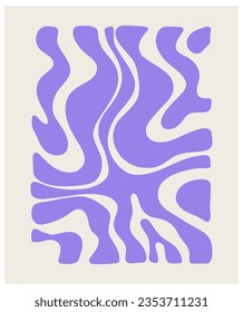 Brutalist abstract violet Y2K poster and grids. Brutal contemporary figure star oval spiral flower and other primitive elements. Swiss design aesthetic. Bauhaus memphis design.