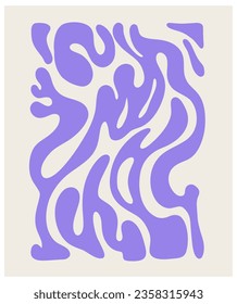 Brutalist abstract violet Y2K poster and grids. Brutal contemporary figure star oval spiral flower and other primitive elements. Swiss design aesthetic. Bauhaus memphis design.