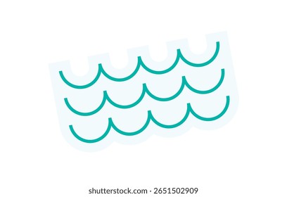 Brutalist abstract wave element sticker. Minimal shape element with flat design style. Y2K decoration and brutalism concept, modern aesthetic for various graphic applications.