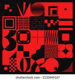 Brutalist Art inspired vector pattern artwork made with abstract geometric shapes and bold forms. Digital graphics design for poster, cover, art, presentation, prints, fabric, wallpaper and etc.
