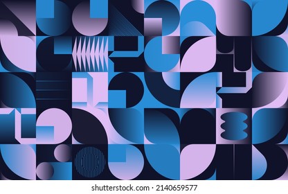 Brutalist Art inspired vector pattern artwork made with abstract geometric shapes and bold forms. Digital graphics design for poster, cover, art, presentation, prints, fabric, wallpaper and etc.