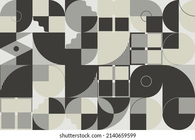 Brutalist Art inspired vector pattern artwork made with abstract geometric shapes and bold forms. Digital graphics design for poster, cover, art, presentation, prints, fabric, wallpaper and etc.