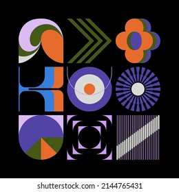 Brutalist Art inspired vector pattern artwork made with abstract geometric shapes and bold forms. Digital graphics design for poster, cover, art, presentation, prints, fabric, wallpaper and etc.