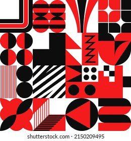 Brutalist Art inspired vector pattern artwork made with abstract geometric shapes and bold forms. Digital graphics design for poster, cover, art, presentation, prints, fabric, wallpaper and etc.