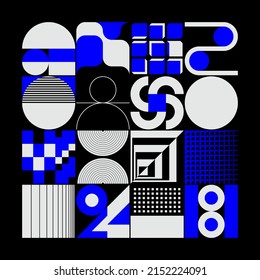 Brutalist Art inspired vector pattern artwork made with abstract geometric shapes and bold forms. Digital graphics design for poster, cover, art, presentation, prints, fabric, wallpaper and etc.