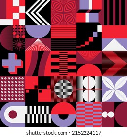 Brutalist Art inspired vector pattern artwork made with abstract geometric shapes and bold forms. Digital graphics design for poster, cover, art, presentation, prints, fabric, wallpaper and etc.