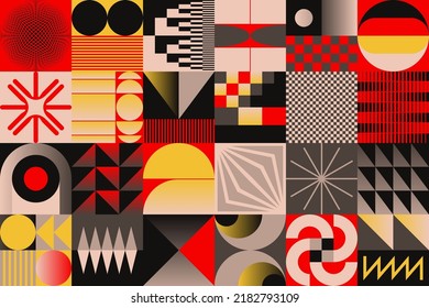 Brutalist Art inspired vector pattern artwork made with abstract geometric shapes and bold forms. Digital graphics design for poster, cover, art, presentation, prints, fabric, wallpaper and etc.