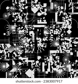 Brutalist Art inspired vector pattern artwork made with abstract geometric shapes and bold forms. Digital graphics design for poster, cover, art, presentation, prints, fabric, wallpaper and etc.