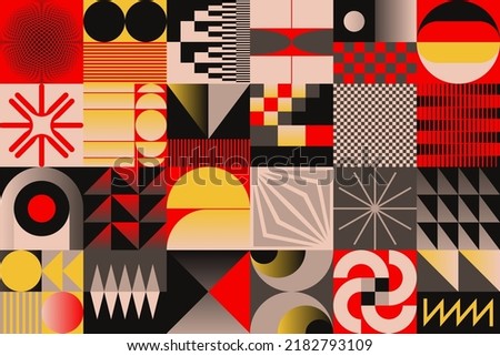 Brutalist Art inspired vector pattern artwork made with abstract geometric shapes and bold forms. Digital graphics design for poster, cover, art, presentation, prints, fabric, wallpaper and etc.
